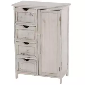 Kommode Schrank, 82x55x30cm, Shabby-Look, Vintage weiß - Bild 1 von 6