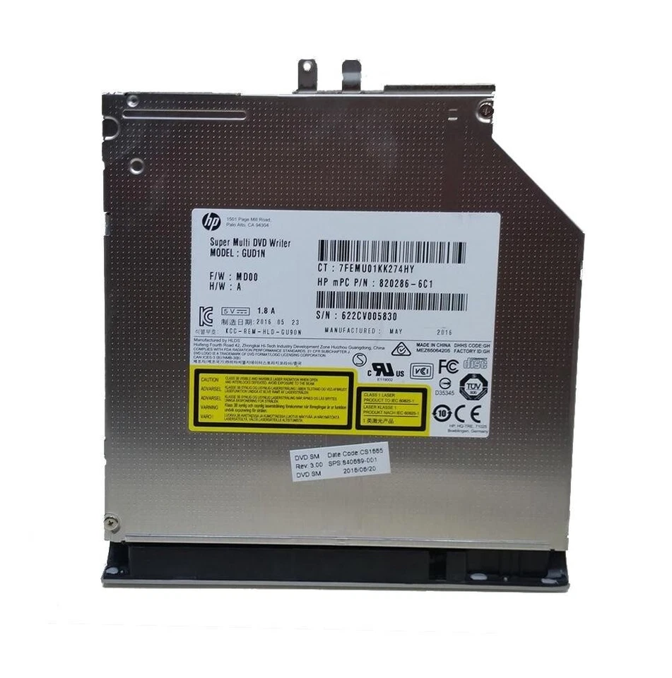 HP 455 DVD/RW SM DL 9.5MM SATA ODD DRIVE - 820286-6C1 - Image 1 of 1