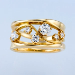 Eleganti Anelli Placcati Oro Giallo 18k Donna Cubic Zirconia Gioielli Misura 6-10 - Foto 1 di 4