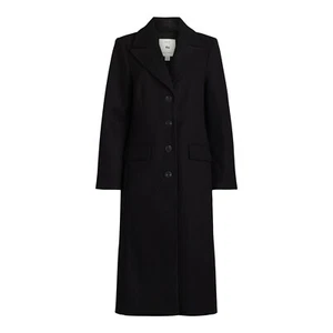 Free Assembly Woman's Faux Wool Long Coat Large Black - Picture 1 of 3