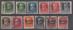 BAVARIA BAYERN BAVIERE LOT OF 25 USED STAMPS FROM ISSUES 1914 - 1920 SURCHARGES - Picture 1 of 2
