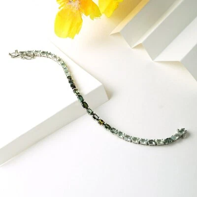 Multi Tourmaline Tennis Bracelet in Platinum Plated Sterling Silver - Image 1 of 4