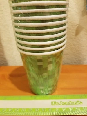 ¡NUEVO! JUEGO DE 10 VASOS DE PAPEL PIXELADO VERDE MINERÍA VIDEOJUEGO SELLADO NUEVO EN PAQUETE Foto 1 de 2