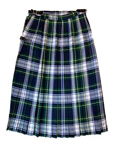 Vintage The Tartan Gift Shops Plaid Wool Skirt Kilt Blue Green Buckles Pleated - Picture 1 of 9