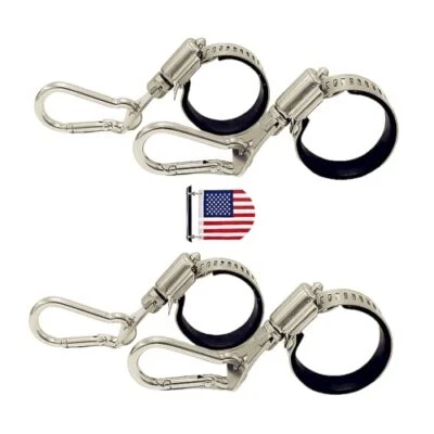 Flagpole Clip with Carabiner for Rope Loop Flagpole Bracket Stainless Steel 4PS — 第 1/4 张图片