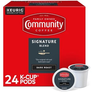 Community Coffee Signature Blend Coffee Keurig K-Cup Pods Dark Roast 24/Box - Picture 1 of 8