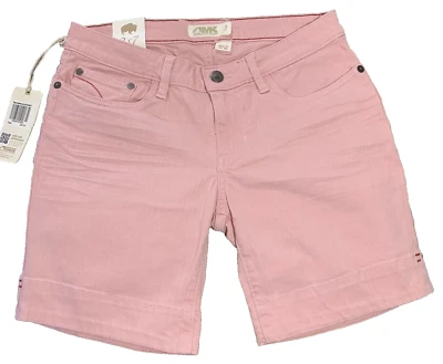 Shorts jeans rosa cáqui montanha novo com etiquetas tamanho 2 ajuste clássico cintura baixa NOVO - Imagem 1 de 4