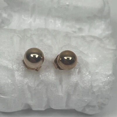 Beautiful 14K Rose Gold Women’s Jewelry Stud Earrings Rounded Fancy Elegant - Image 1 of 4