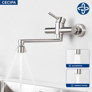 Grifo de cocina montaje en pared grifo giratorio con 2 tipos de chorro mezclador monomando - Imagen 1 de 9