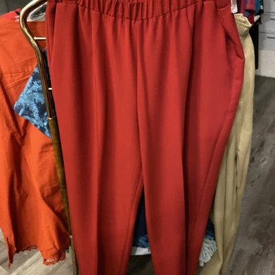 Allison Daley Women's Elastic Waist Pull on W Pocket Sz12 Red Dress Pants - Image 1 of 4