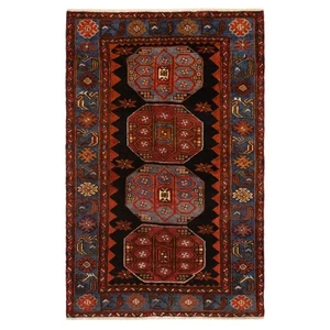 Alfombra persa anudada a mano Hamedan 191x126 cm lana oriental Carpet Rug azul noche - Imagen 1 de 11