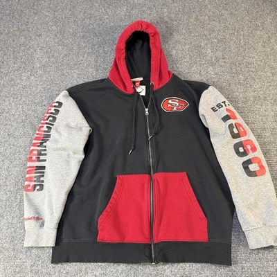 Толстовка с капюшоном мужская San Francisco 49ers 2XL черная красно-серая NFL футбол Mitchell & Ness - Изображение 1 из 4