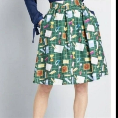 ModCloth Head Of The Class Skirt Size XL Green - Image 1 of 4