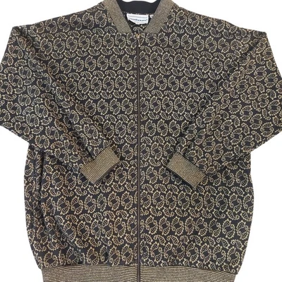 Chaqueta de bombardero Westbound Sport vintage negra dorada cachemira para mujer talla L metálica Foto 1 de 4