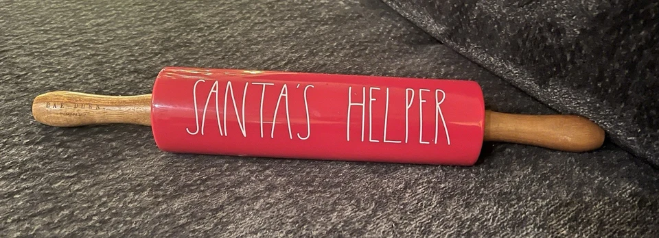 Rae Dunn rot Keramik Weihnachtsmann Helfer Nudelholz groß schwer 19" - Bild 1 von 1