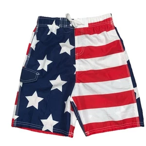 Kanu Surf Patriot Flag Swim Trunks Boys Size Medium (14/16) NEW WITH NO TAG - Picture 1 of 5