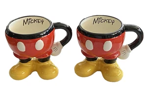 Disney Mickey Mouse Mug Set of 2 Collectible Bottom Pants With Feet - Picture 1 of 6