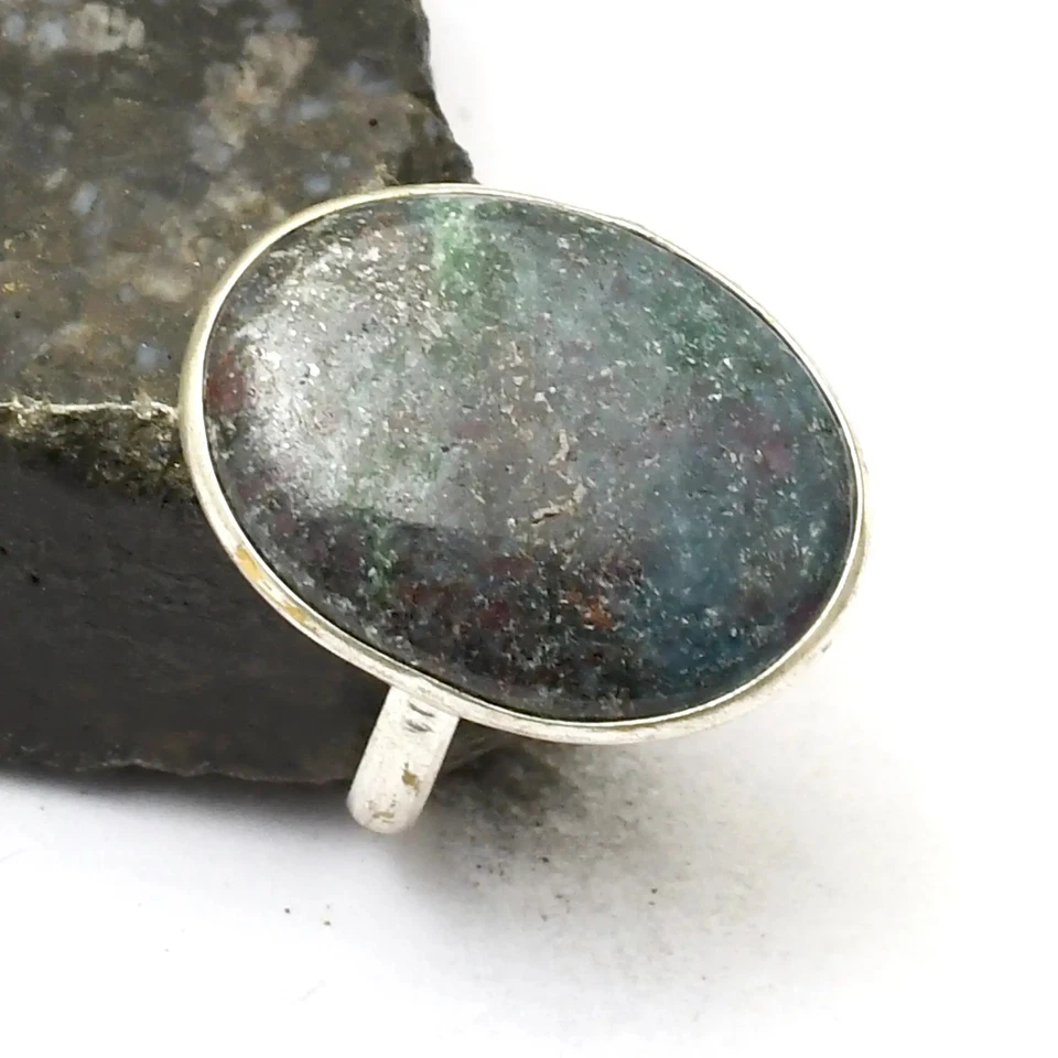 Кольцо ручной работы с драгоценным камнем рубином зоизитом ювелирные изделия на Рождество размер США - 6,5 AR 29784 - Изображение 1 из 1