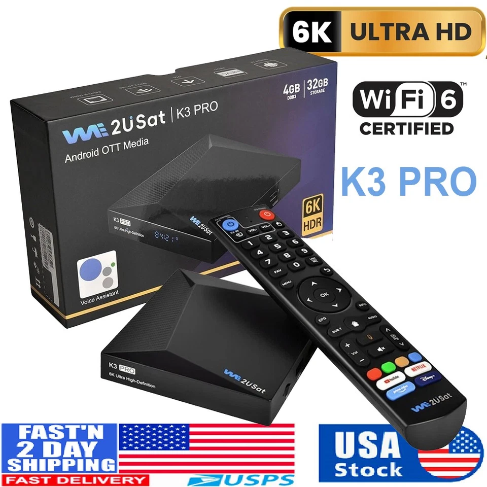US K3 Pro 6K Super Clear Smart TV Box WiFi6 Live TV Player Bluetooth Sprachassit - Bild 1 von 4