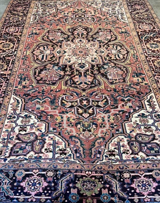 8'x11'3" Hand-Knotted Wool Geometric Herize Area Rug - Handmade Tribal Carpet - Image 1 of 4