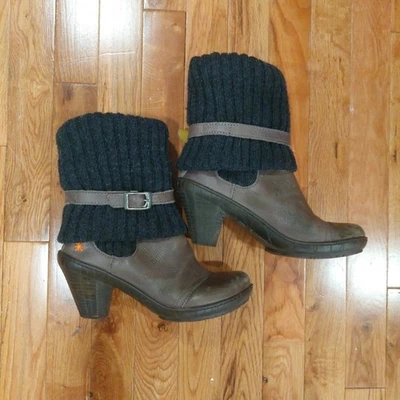 The *Art Company Suéter Botas Gris Tejido Top Marrón Cuero Goma Tacones Talla 37 Foto 1 de 4