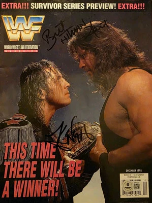 WWF Magazine December 1995 Bret "Hitman" Hart Diesel Autographed  Beckett COA - Image 1 of 4
