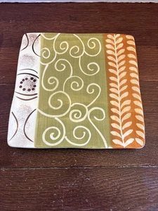 Pier 1 Venlo handbemalt Steingut abstrakt quadratisch Salat Mittagessen Teller 8,75" Neu mit Etikett - Bild 1 von 6