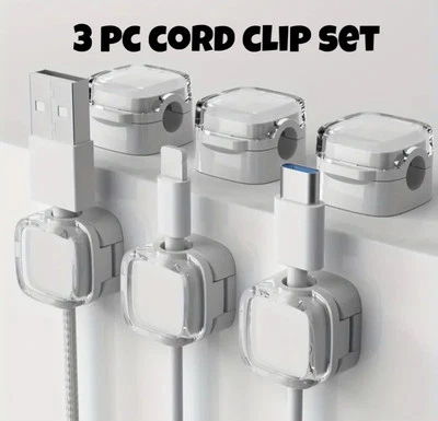 Clips de gestión de cables, organizador de cables magnéticos para computadora de 3 piezas, juego de clips blancos Foto 1 de 4