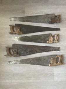 Lote de 5 Sierra de Mano Disston Antigua Vintage Exhibición Artesanal Madera Trabajando - Imagen 1 de 20