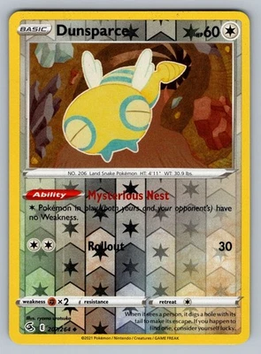 Dunsparce Reverse Holo - 207/264 - Fusion Strike Pokemon 2021 NM - Image 1 of 2