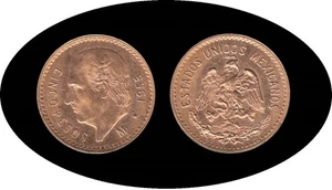 México Mejico 5 pesos 1955 Hidalgo Oro Gold - Picture 1 of 1