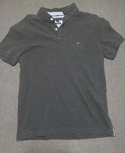 MENS SZ/L GRAY TOMMY HILFIGER LOGO POLO COLLARED SHORT SLEEVE SHIRT - Picture 1 of 3