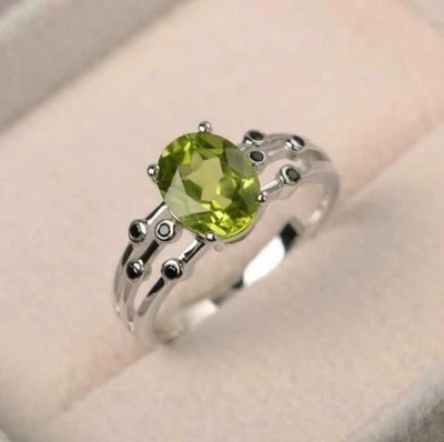 Natürlich Peridot Ring Eule Ring,Geburtstag Ring Einzigartig Silberring l669 - Bild 1 von 2