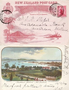 New Zealand to Holland 1d Commerce Willis Government Tourist Resort ppc 1904 - Picture 1 of 1