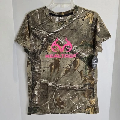 Realtree Large Camouflage Camo Pink Logo Women's T-Shirt  Crew Neck - Image 1 of 4