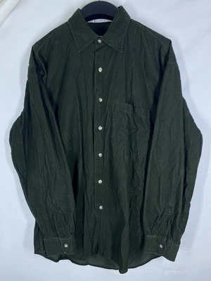 Camisa Perry Ellis Para Hombres Grande Verde Pana Bolsillo Abotonado Manga Larga Club EE. UU. Foto 1 de 4