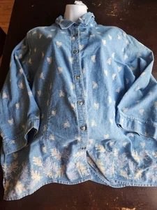 CLASSIC ELEMENTS Embroidered Women's Blue Denim 3/4 Sleeve Jacket-Size 16-18w#1 - Picture 1 of 4