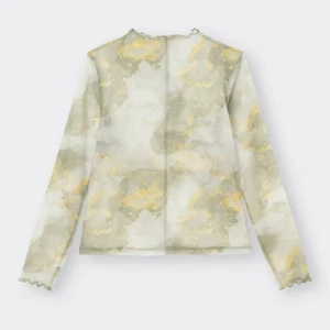 Y2K Mesh Langarm Top Damen XL transparent Fee Grunge Festival Club sexy grau - Bild 1 von 11