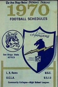 San Diego Union Tribune Chargers Rams Aztecs USC 1970 Pocket Football Spielpläne - Bild 1 von 2