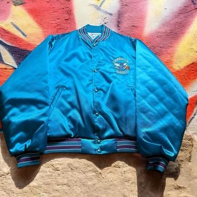 Vintage Charlotte Hornets Satin Bomber Jacket Men’s XL - Image 1 of 4