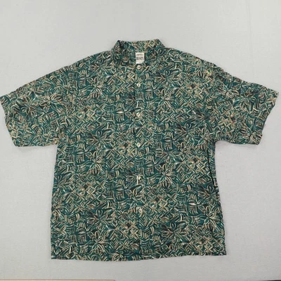 Vintage Rusty Shirt Mens Large Green Floral Hawaiian Aloha Skate Surf Camp Y2K - Image 1 of 4