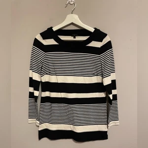 Talbots mixed stripes knit top in black &‎ ivory Mp - Picture 1 of 4