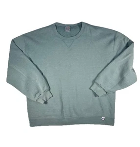 Vintage 90s Blank Grey/Green Russell Athletic Made In USA Crewneck Sweater Punk - Picture 1 of 8