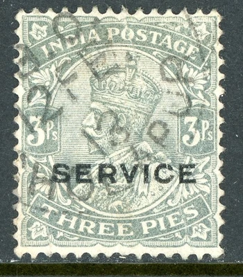 Британская Индия 1926 KGV 3p серый Скотт #O78 VFU N462 - Изображение 1 из 4