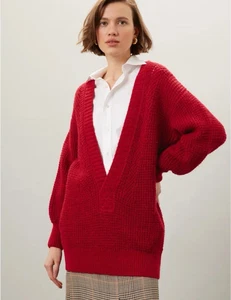 Scotch & Soda tiefer V-Ausschnitt Strick, kuscheliger Oversize Luxe Wolle Mohair Mischung Strick Large - Bild 1 von 12