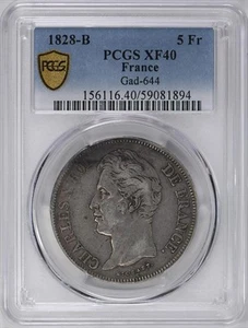 1828-B France 5 Francs Gad-644 PCGS XF40  - Picture 1 of 3