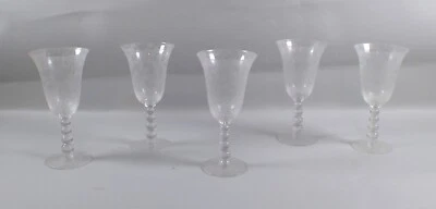 Lote de 5 copas de agua de vidrio grabado Imperial WILD ROSE Foto 1 de 4