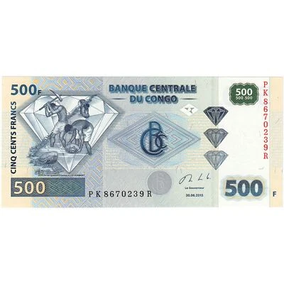[#247392] Banknote, Congo Democratic Republic, 500 Francs, 2002, 2002-01-04, UNC - Image 1 of 2