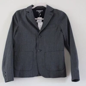 NWT Bonpoint Boys Houndstooth Wool Blazer Jacket Suit Coat Gray Navy 12 - Picture 1 of 8