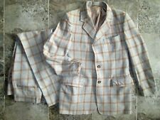 Vtg Pendleton Suit Set Jacket Pants 38 Medium 37x31 100% Wool Plaid Brown Blue